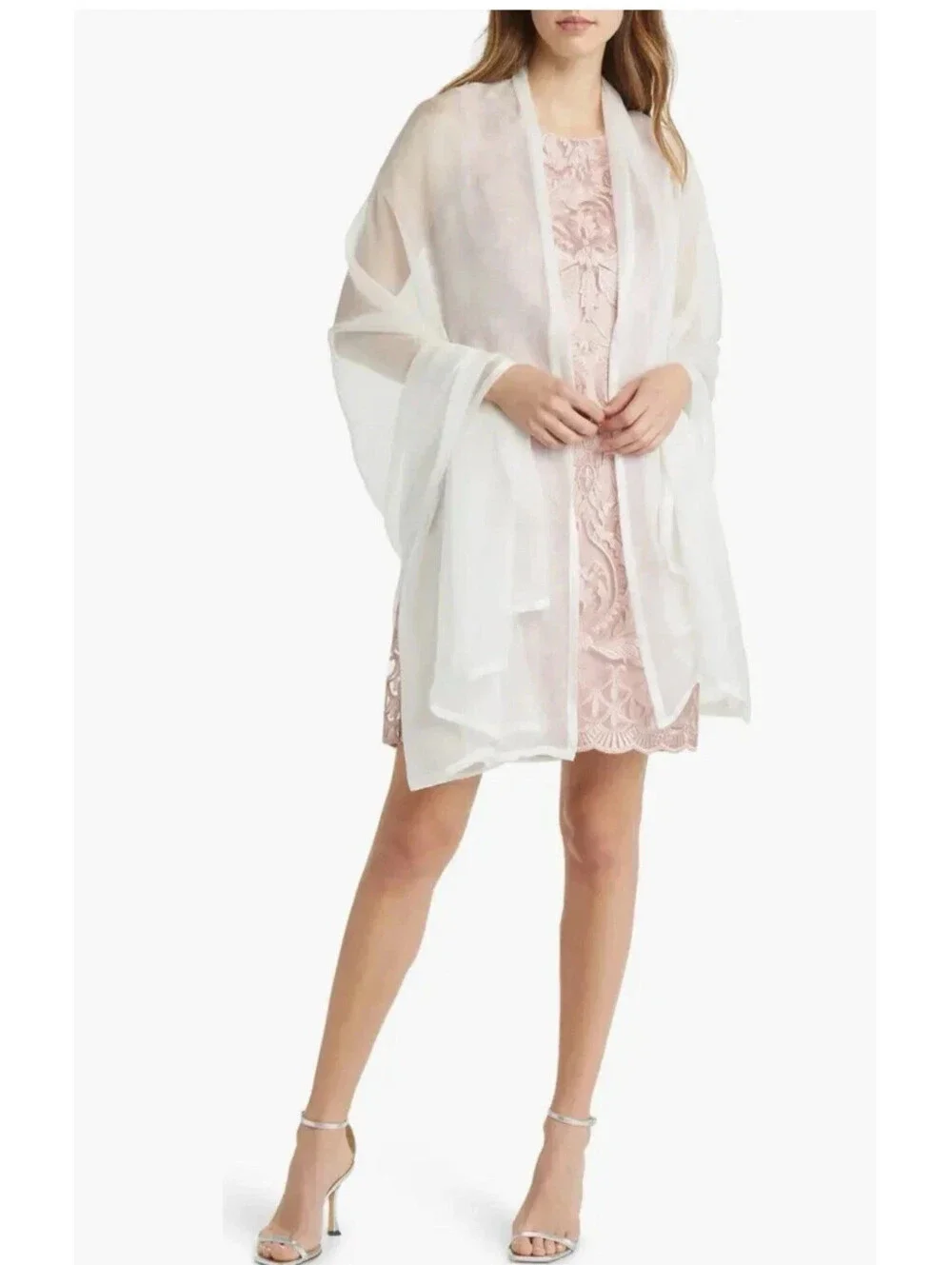 NEW, Nordstrom Chiffon Silk Scarf in White One Size #SC102